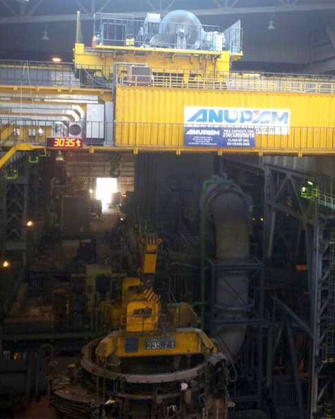 Charging and teeming ladle crane